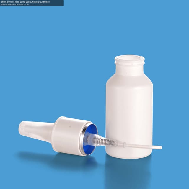 20mm crimp on nasal pump, Dosed, Generic to, AB rated