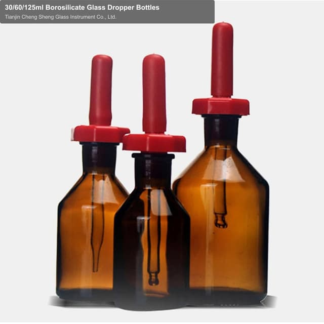 30/60/125ml Borosilicate Glass Dropper Bottles