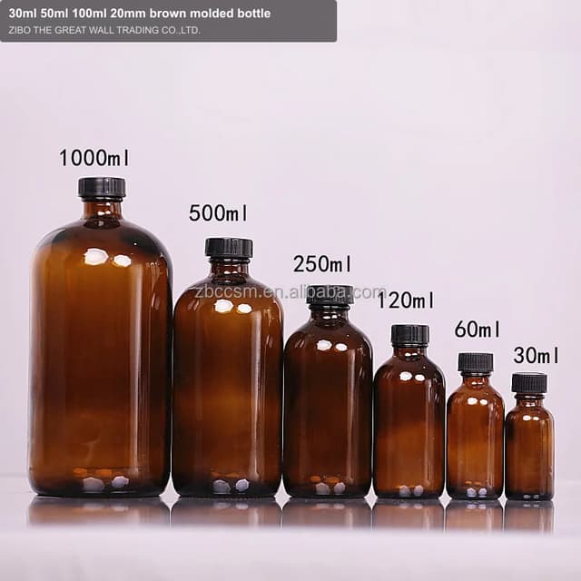 30ml 50ml 100ml 20mm brown molded bottle