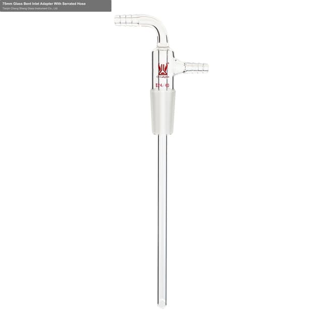 75mm Glass Bent Inlet Adapter With Serrated Hose