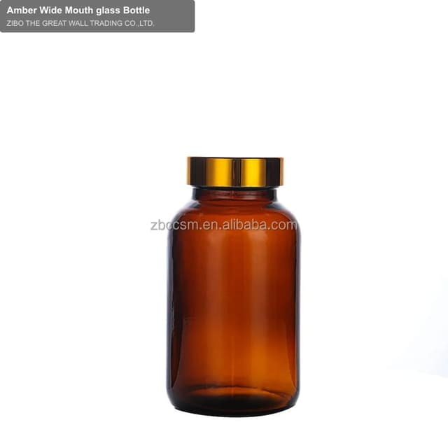 Amber Wide Mouth glass Bottle
