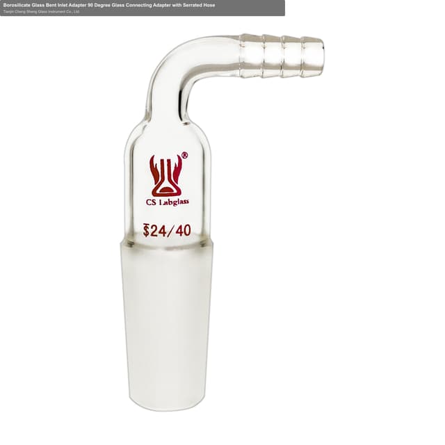 Borosilicate Glass Bent Inlet Adapter 90 Degree Glass Connecting Adapter with Serrated Hose
