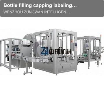 Bottle filling capping labeling line