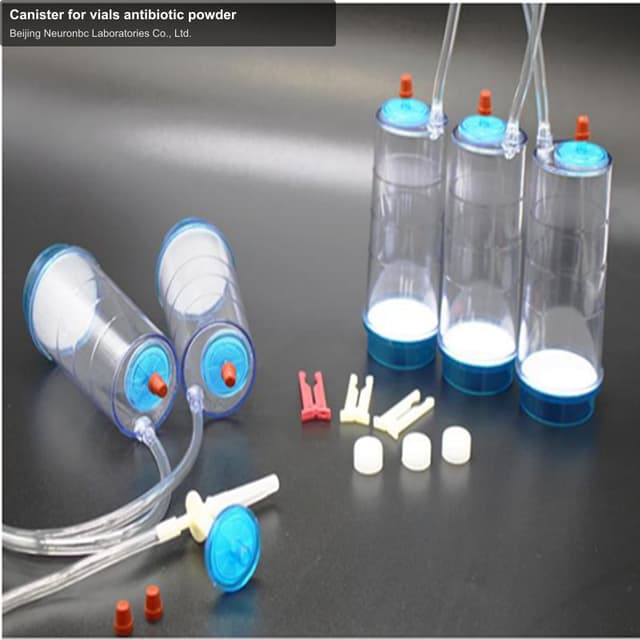 Canister for vials antibiotic powder