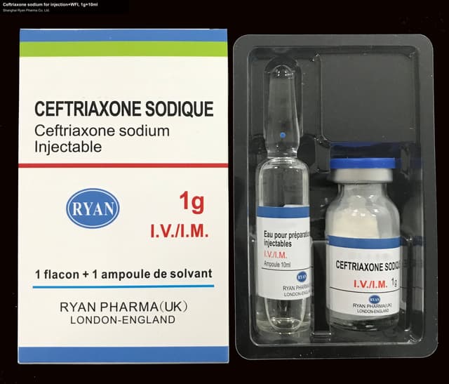 Ceftriaxone sodium for injection+WFI, 1g+10ml