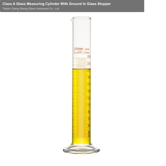 Class A Glass Measuring Cylinder With Ground In Glass Stopper