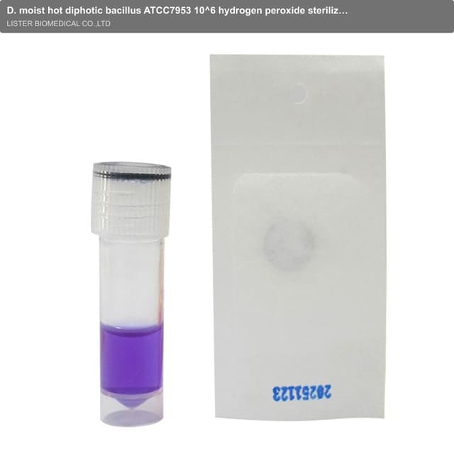 D. moist hot diphotic bacillus ATCC7953 10^6 hydrogen peroxide sterilization biological indicator
