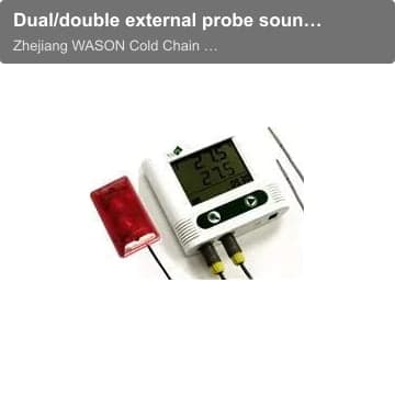 Dual/double external probe sound-light alarm temperature data logger