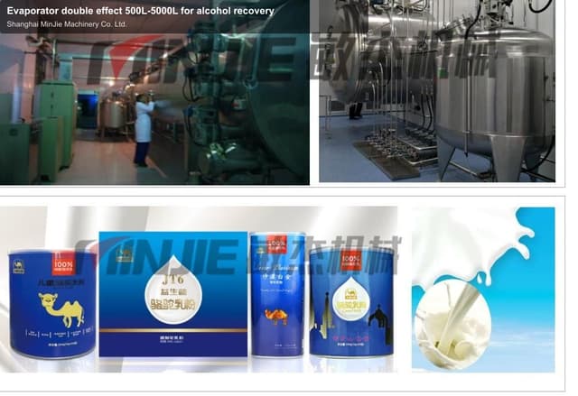 Evaporator double effect 500L-5000L for alcohol recovery