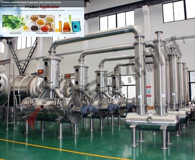 Fertilizer pesticide liquid evaporator with solvent recovery