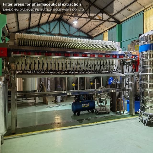 Filter press for pharmaceutical extraction