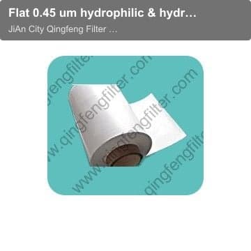 Flat 0.45 um hydrophilic & hydrophobic Pvdf filter membrane