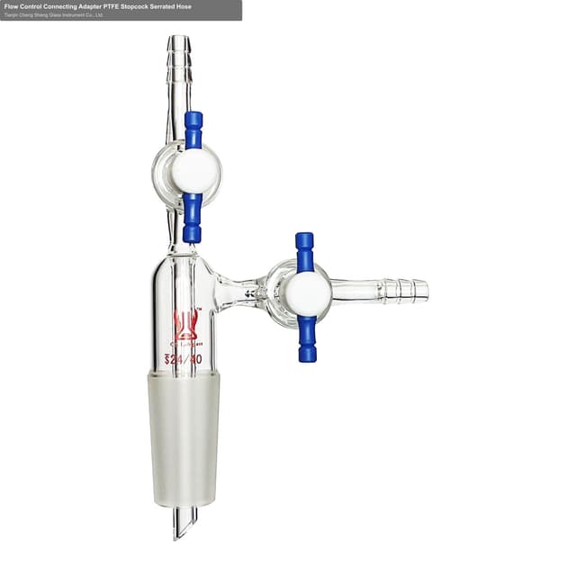 Flow Control Connecting Adapter PTFE Stopcock Serrated Hose