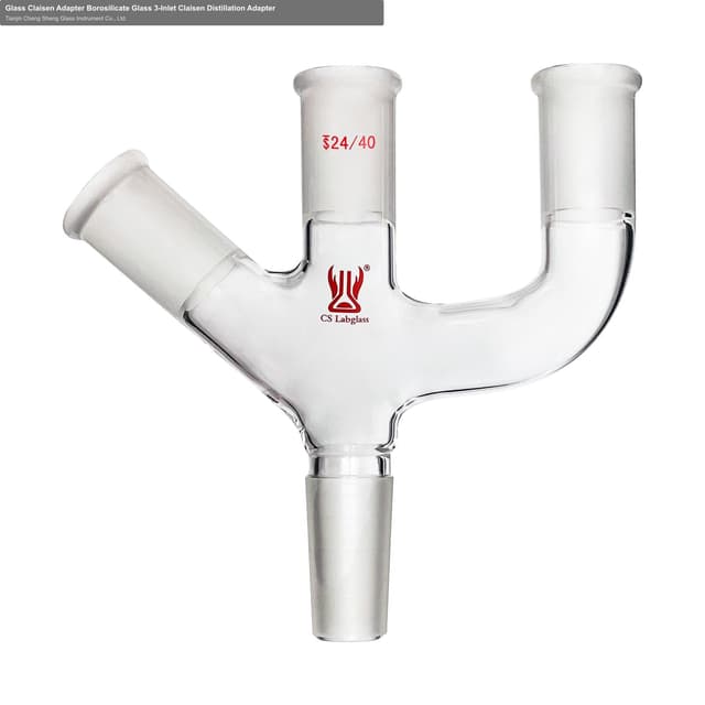 Glass Claisen Adapter Borosilicate Glass 3-Inlet Claisen Distillation Adapter