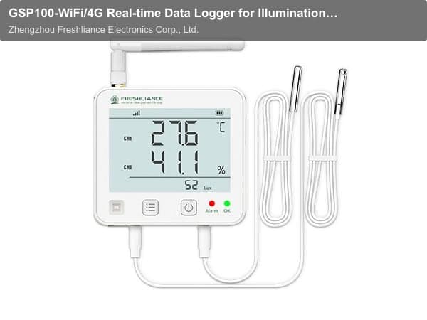 GSP100-WiFi/4G Real-time Data Logger for Illumination, Ethylene, CO2, Ammonia, Temp & Humidity, etc.