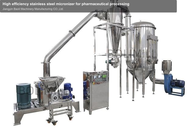 High efficiency stainless steel micronizer for pharmaceutical processing