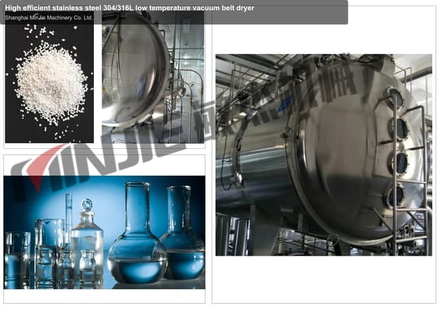 High efficient stainless steel 304/316L low temperature vacuum belt dryer