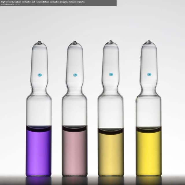 High temperature steam sterilization self-contained steam sterilization biological indicator ampoules
