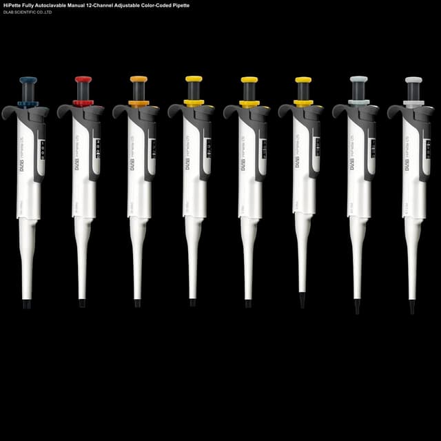 HiPette Fully Autoclavable Manual 12-Channel Adjustable Color-Coded Pipette
