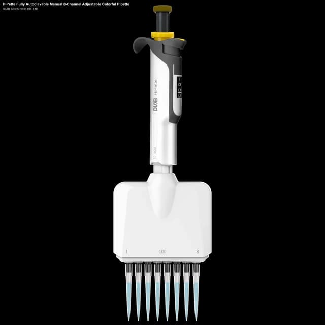 HiPette Fully Autoclavable Manual 8-Channel Adjustable Colorful Pipette
