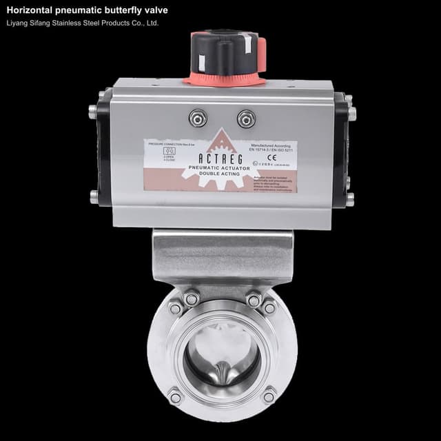 Horizontal pneumatic butterfly valve