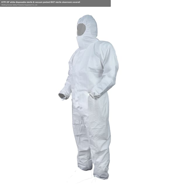 K7P3 SF white disposable sterile & vacuum packed ISO7 sterile cleanroom coverall