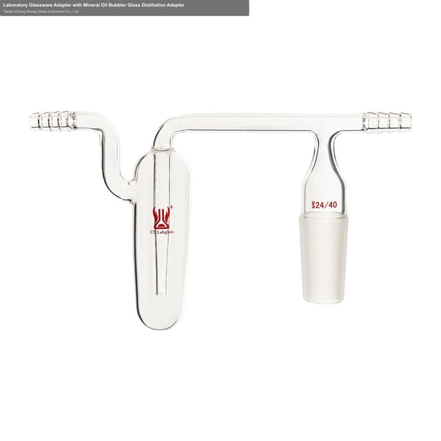 Laboratory Glassware Adapter with Mineral Oil Bubbler Glass Distillation Adapter