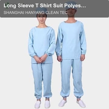 Long Sleeve T Shirt Suit Polyester Cleanroom Garments