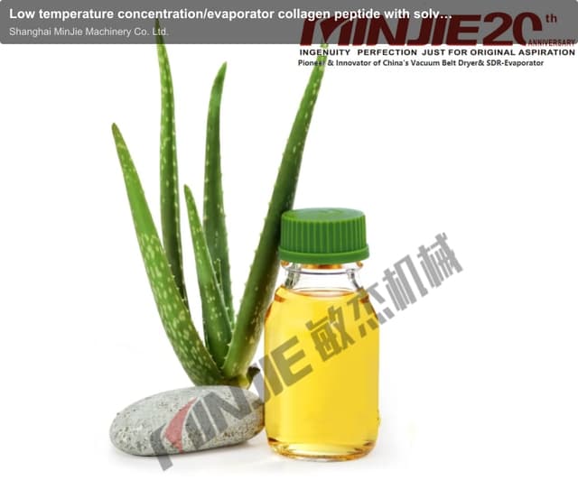 Low temperature concentration/evaporator collagen peptide with solvent recovery