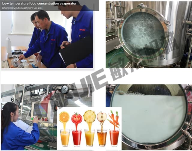 Low temperature food concentration evaporator