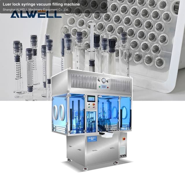 Luer lock syringe vacuum filling machine