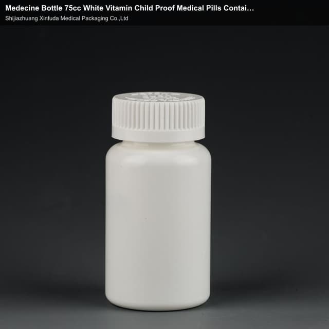Medecine Bottle 75cc White Vitamin Child Proof Medical Pills Containers With Child Resistant Caps Fo