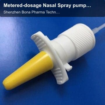 Metered-dosage Nasal Spray pump with safety lock