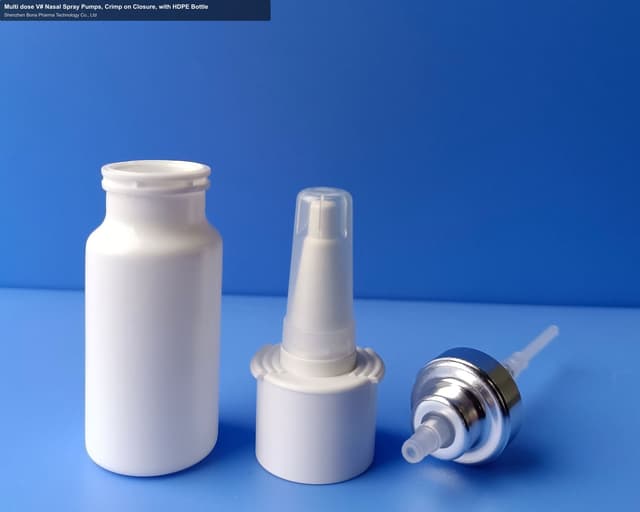Multi dose V# Nasal Spray Pumps, Crimp on Closure, with HDPE Bottle
