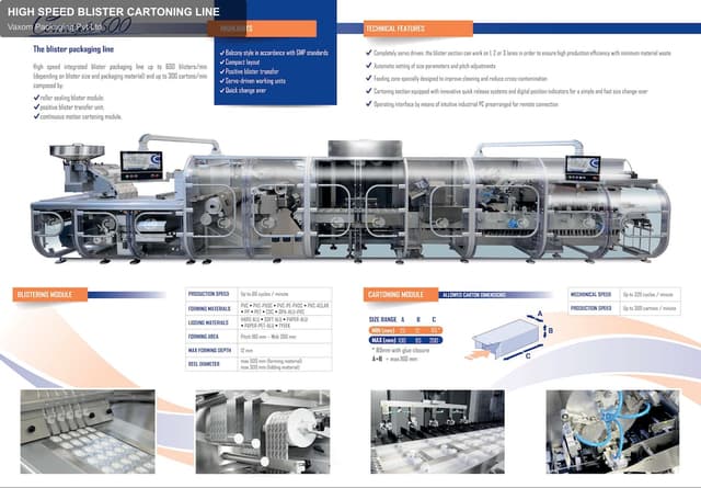 Vaxom Packaging Pvt Ltd offer service "HIGH SPEED BLISTER CARTONING LINE"