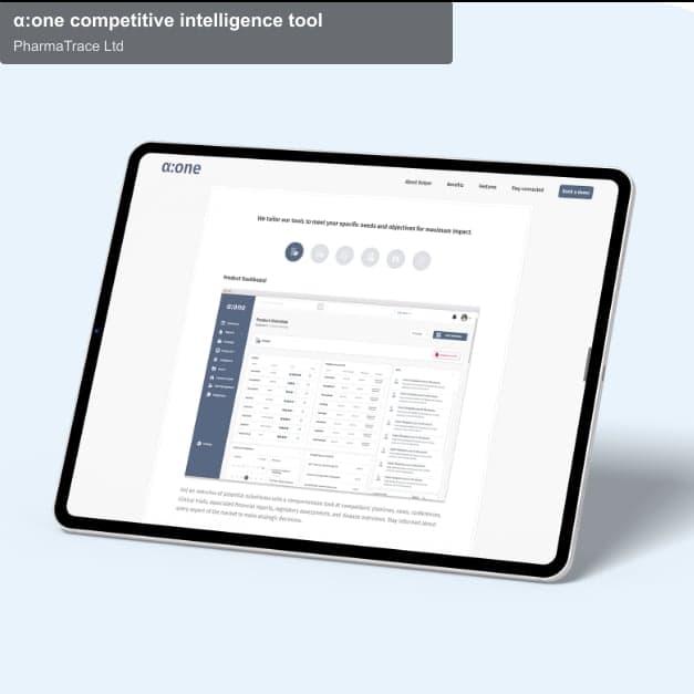 PharmaTrace Ltd offer service "α:one competitive intelligence tool"