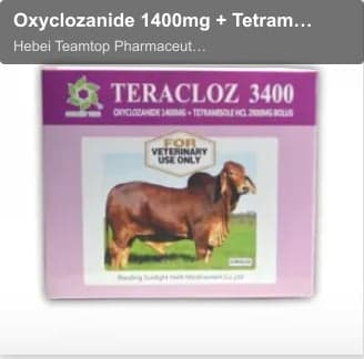 Oxyclozanide 1400mg + Tetramisole Hcl 2000mg Bolus