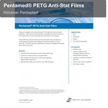 Pentamed® PETG Anti-Stat Films