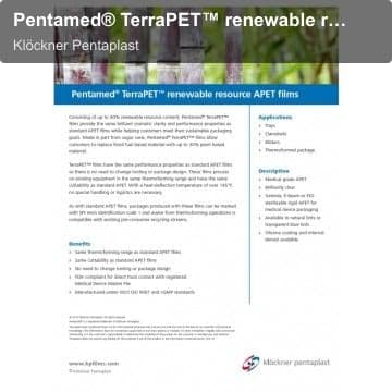Pentamed® TerraPET™ renewable resource APET films
