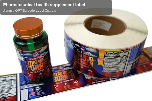 Pharmaceutical health supplement label