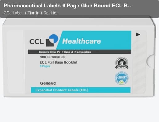 Pharmaceutical Labels-6 Page Glue Bound ECL Booklet