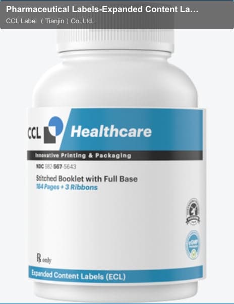 Pharmaceutical Labels-Expanded Content Label - 184 Page Stitched Booklet ​