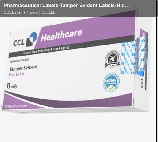 Pharmaceutical Labels-Tamper Evident Labels-Hidden Message Tamper Evident Carton Seal