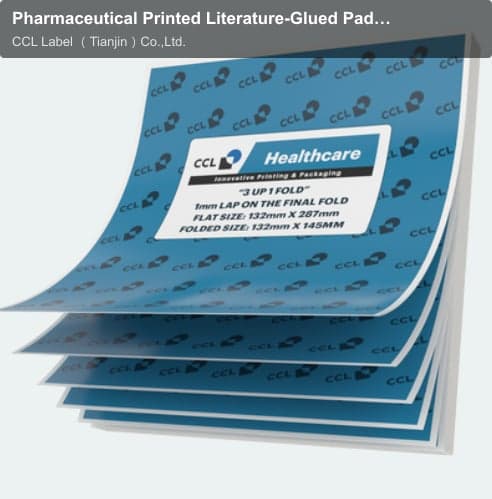 Pharmaceutical Printed Literature-Glued Pads-3 up 1 Fold
