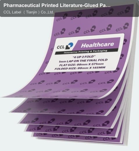 Pharmaceutical Printed Literature-Glued Pads-4 up 2 Folds
