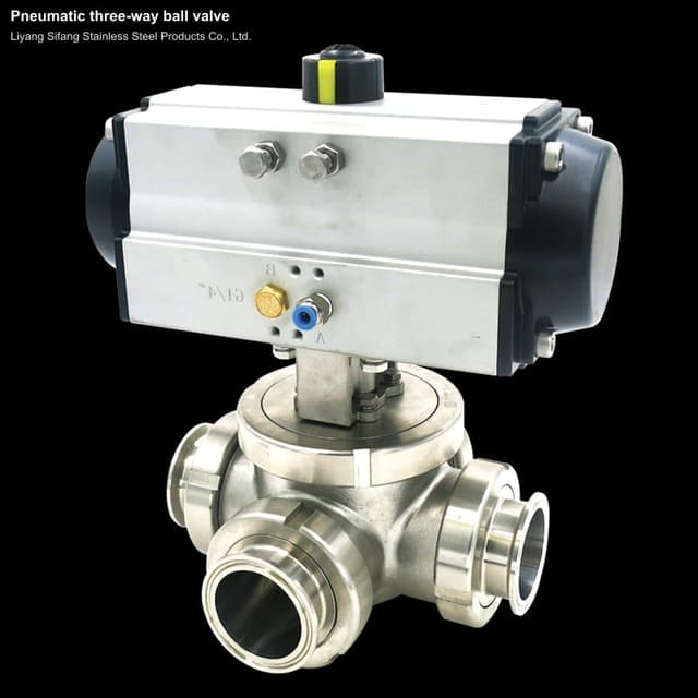 Pneumatic three-way ball valve