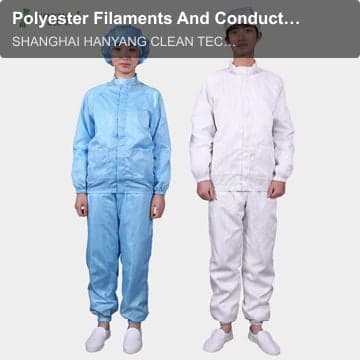 Polyester Filaments And Conductive Fibers Cleanroom Suit