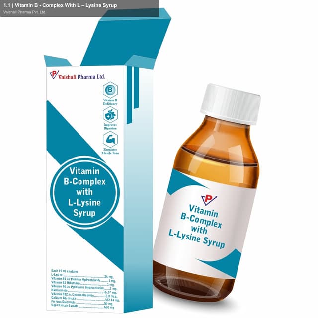 Vaishali Pharma Pvt. Ltd. sell "1.1 ) Vitamin B - Complex With L – Lysine Syrup"