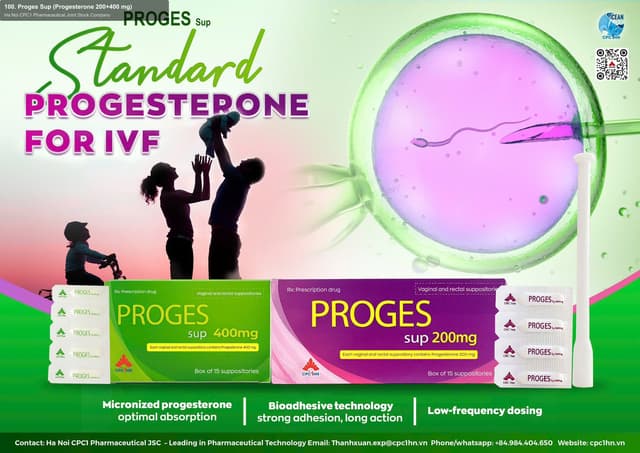 Ha Noi CPC1 Pharmaceutical Joint Stock Company sell "100. Proges Sup (Progesterone 200+400 mg)"