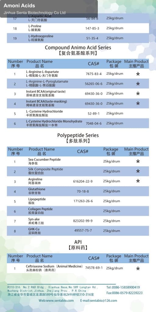Jinhua Senta Biotechnology Co Ltd sell "Amoni Acids"